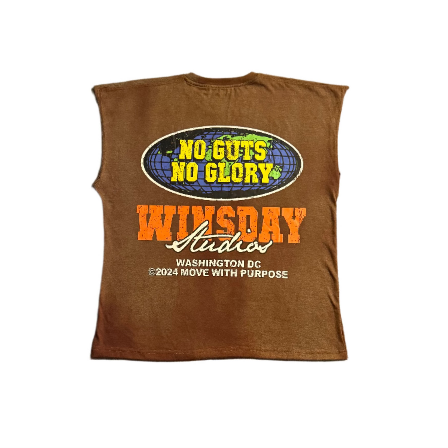 No Guts No Glory Sleeveless T-shirt  Brown