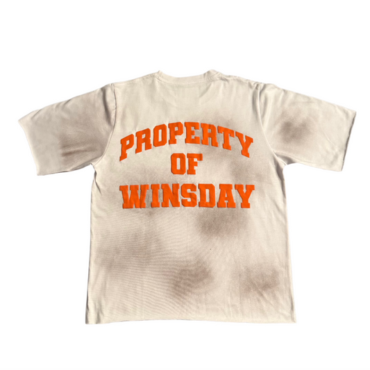 Property Of Winsday Puff Print T-shirt Orange