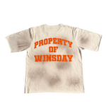 Load image into Gallery viewer, Property Of Winsday Puff Print T-shirt Orange
