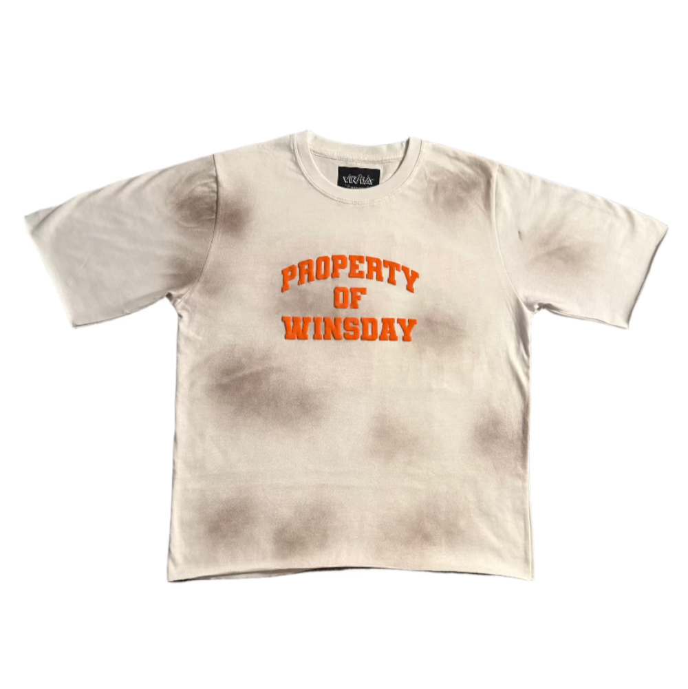 Property Of Winsday Puff Print T-shirt Orange