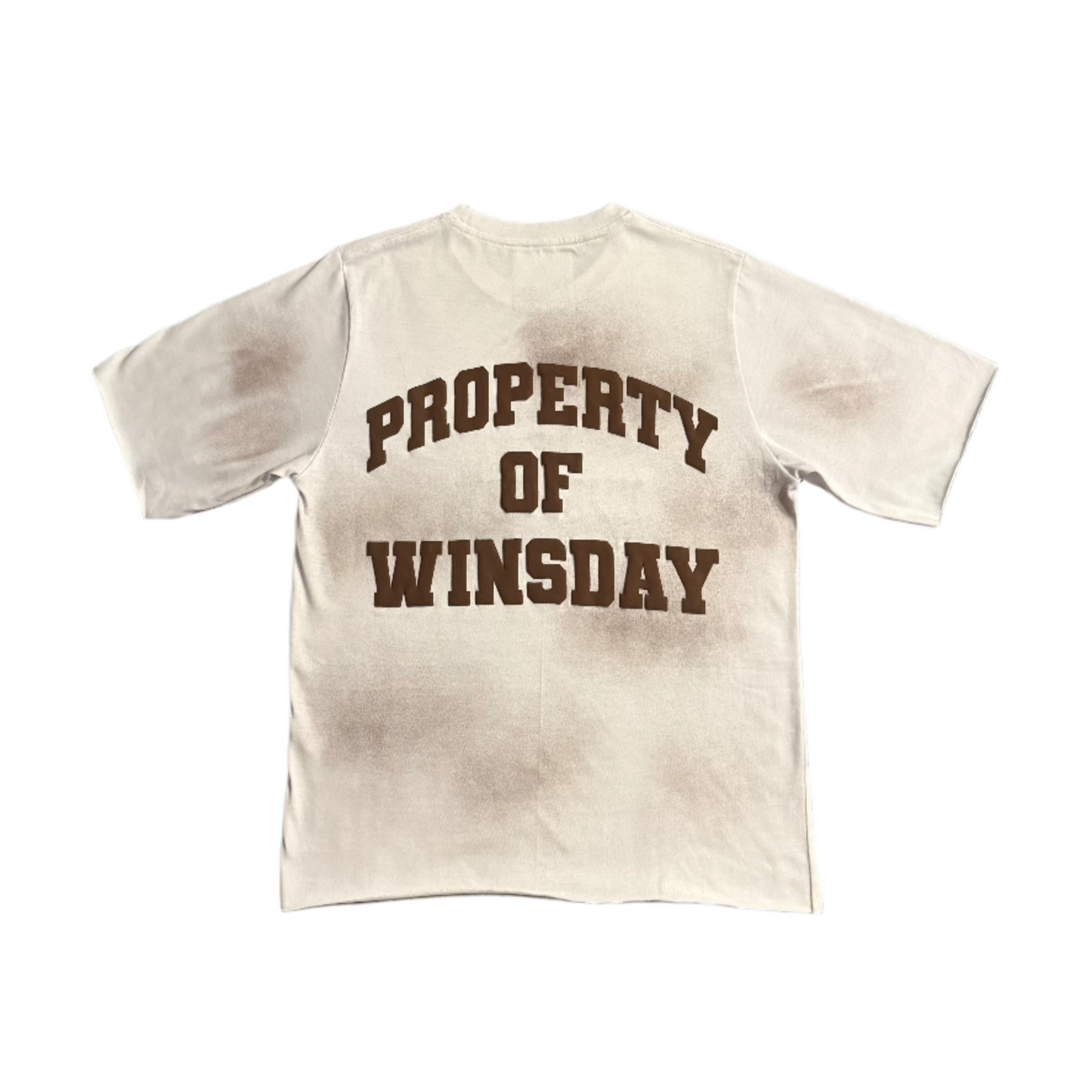 Property Of Winsday Puff Print T-shirt  Brown