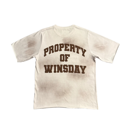 Property Of Winsday Puff Print T-shirt  Brown