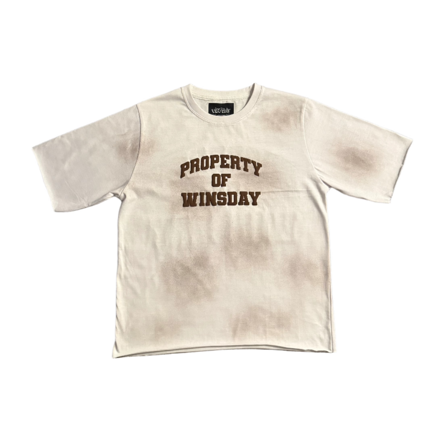Property Of Winsday Puff Print T-shirt  Brown