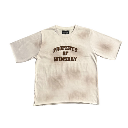 Property Of Winsday Puff Print T-shirt  Brown