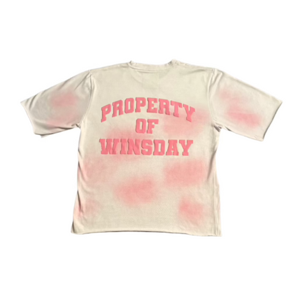 Property Of Winsday Puff Print T-shirt Pink