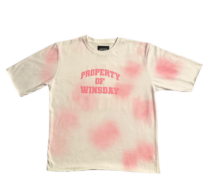 Property Of Winsday Puff Print T-shirt Pink